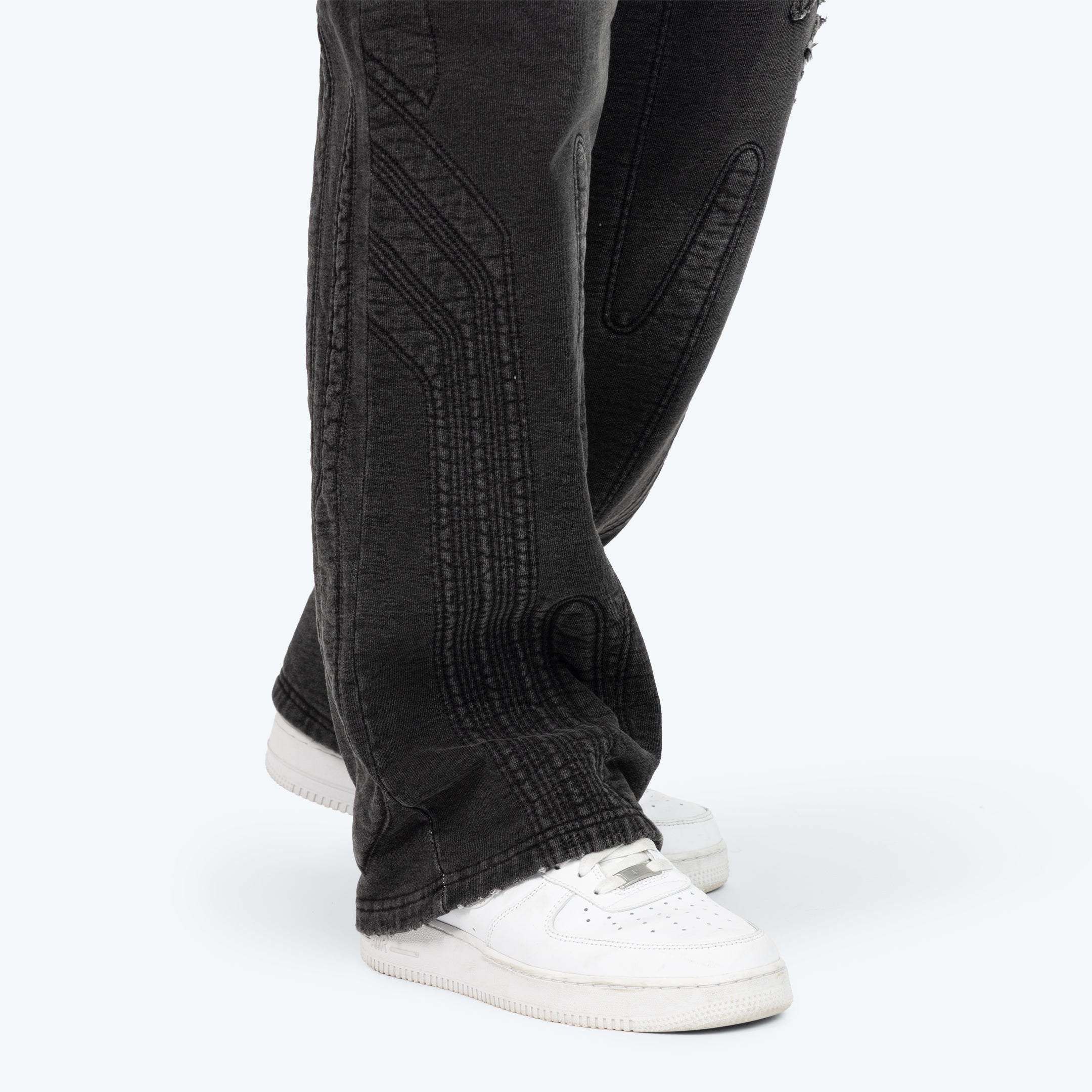 Denim Embossed Fleece Pants - Atom Black