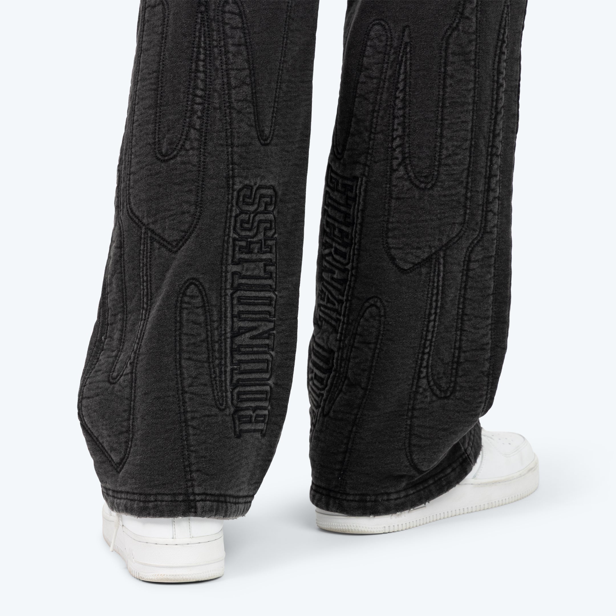 Denim Embossed Fleece Pants - Atom Black
