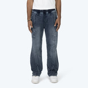 Denim Embossed Fleece Pants - Finn Blue