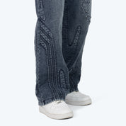 Denim Embossed Fleece Pants - Finn Blue