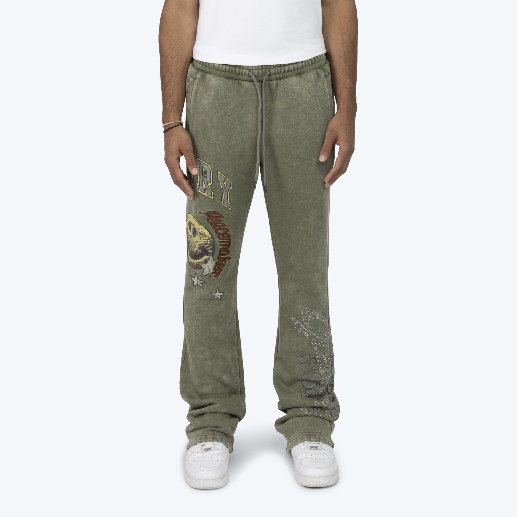Stacked Glory Fleece Pants - Vintage Army