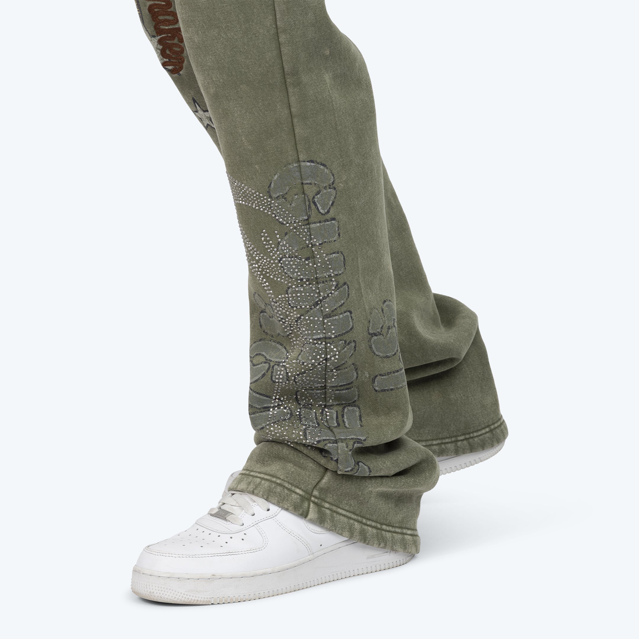 Stacked Glory Fleece Pants - Vintage Army