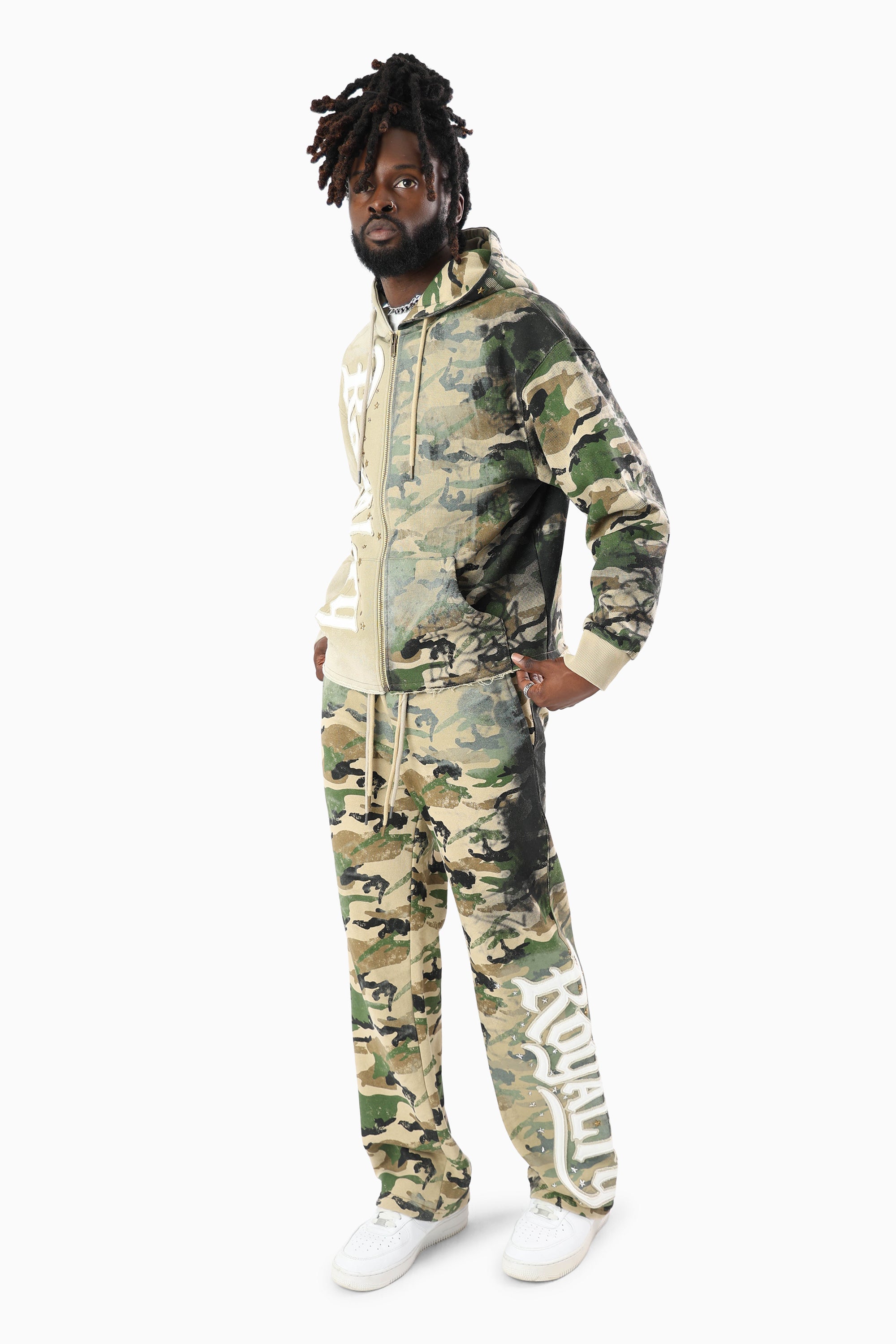 Royalty Colorblock Fleece Pants - Wood Camo