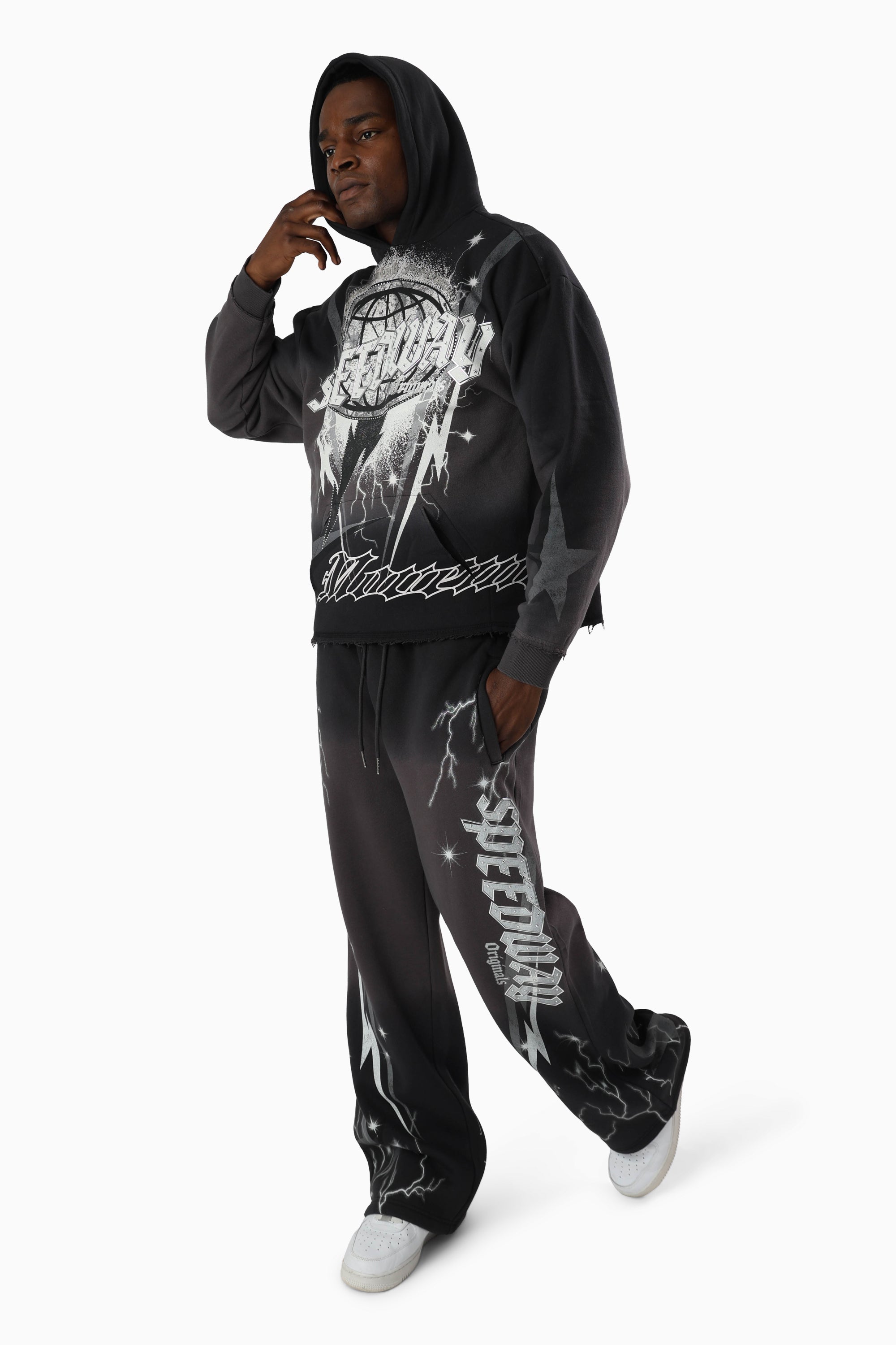 Speedway Dip Dye Fleece Pants - Black