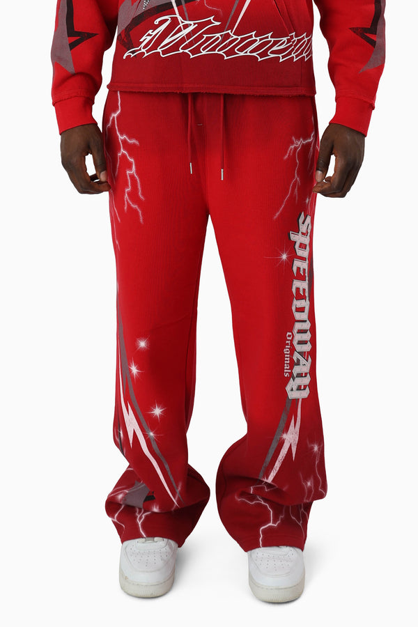 Speedway Dip Dye Fleece Pants - True Red