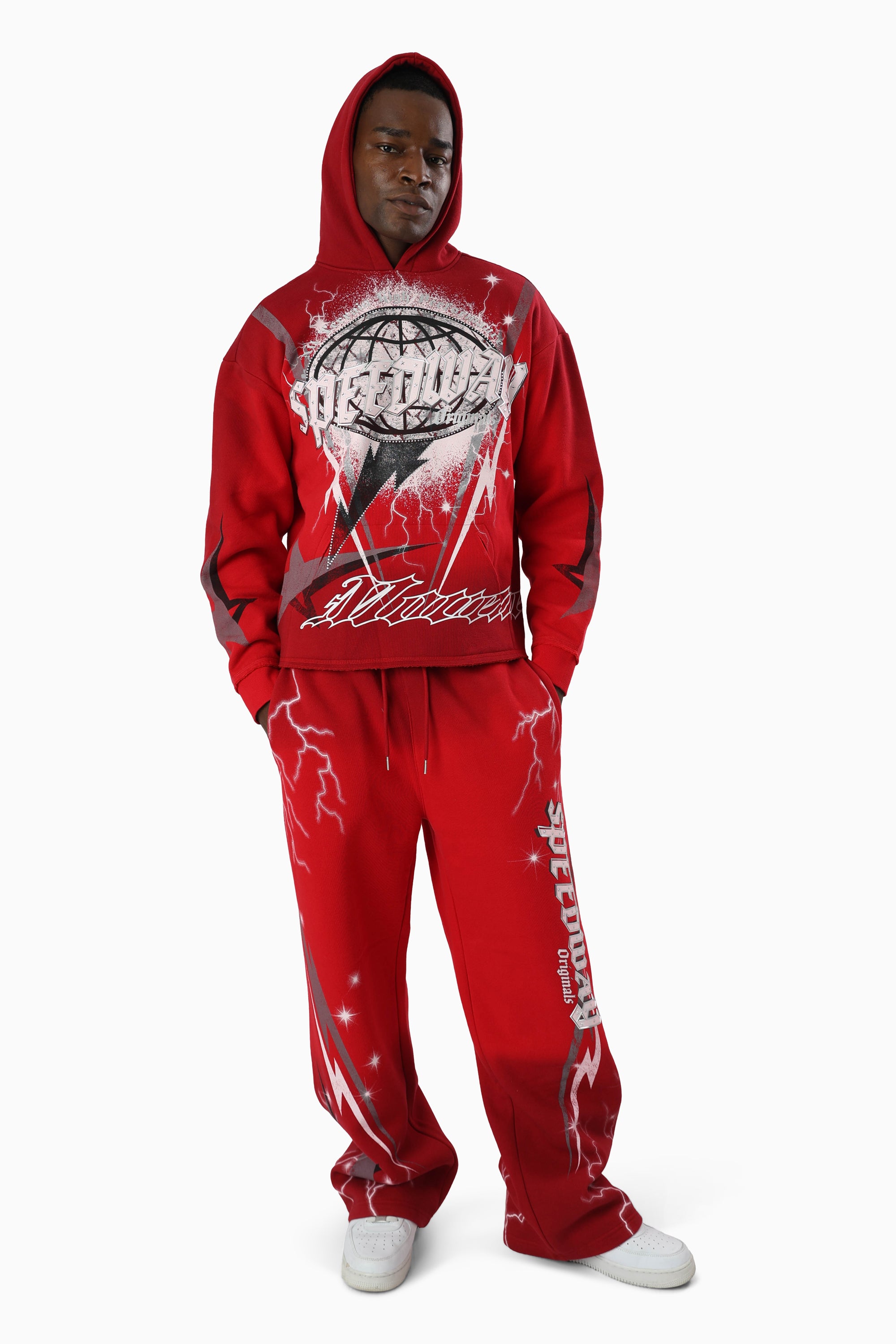 Speedway Dip Dye Fleece Pants - True Red