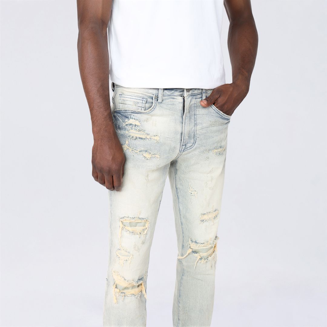 Slim Vintage Washed Jeans - Henry Blue