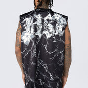 Cropped Dystopia Printed French Terry Sleeveless Muscle Tee