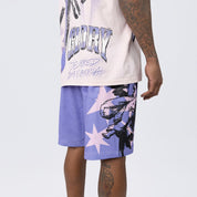 Lounge Maximalist Printed Mesh Shorts - Paisley Purple