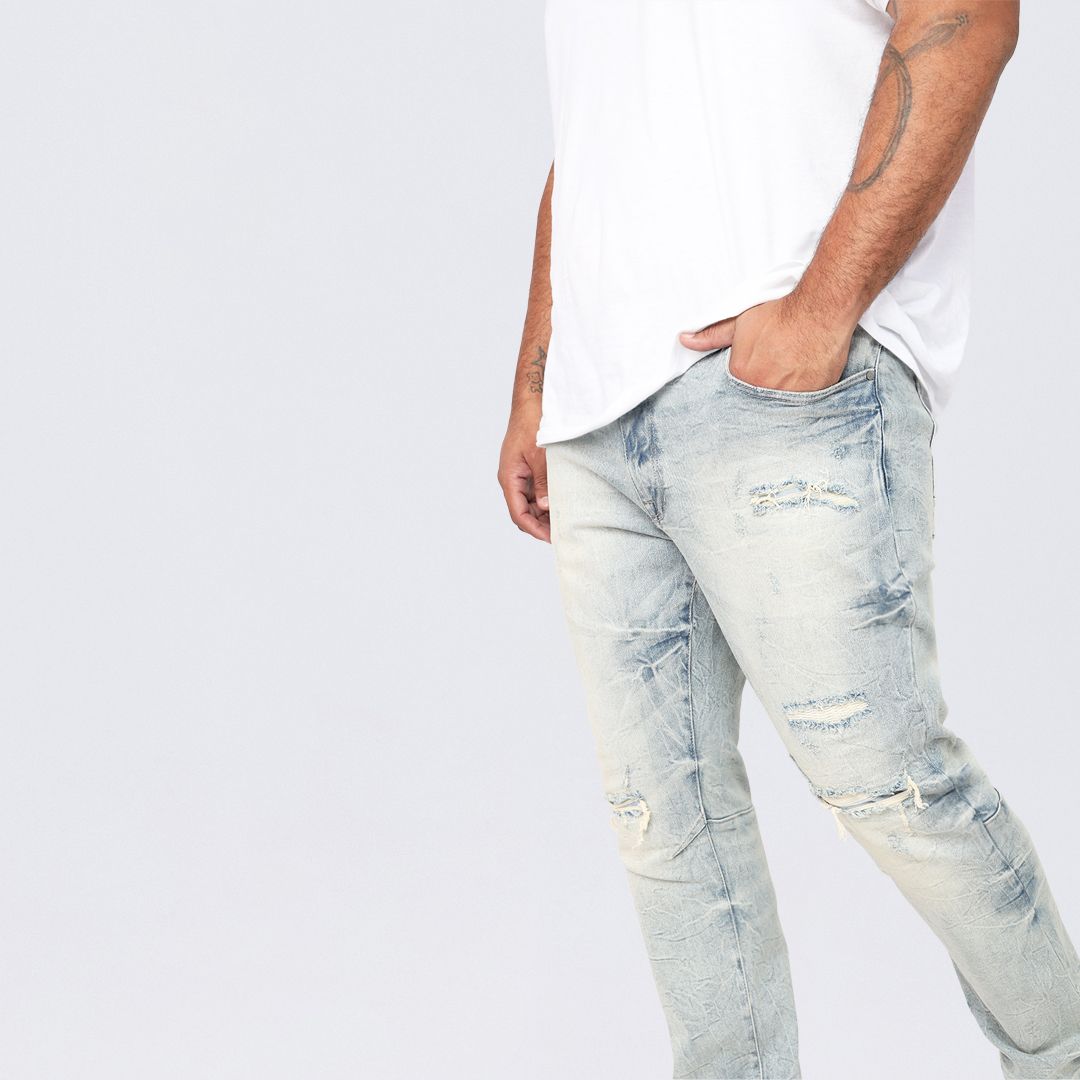 Big and Tall - Wave Effect Jeans - Maple Blue