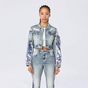 Cropped Mixed Media Jean Jacket