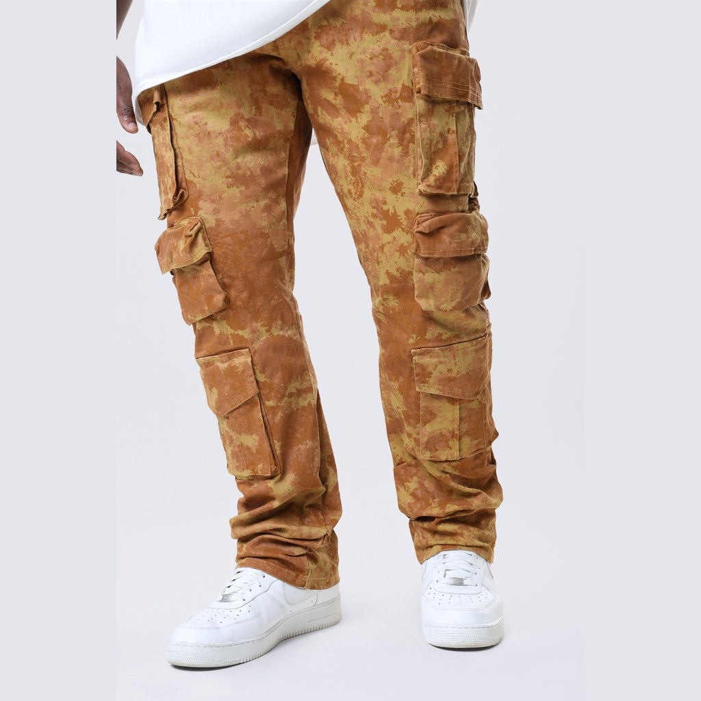 Smoke Rise Big and Tall Big and Tall - Utility Metallic Print Twill Pants - Mahogany