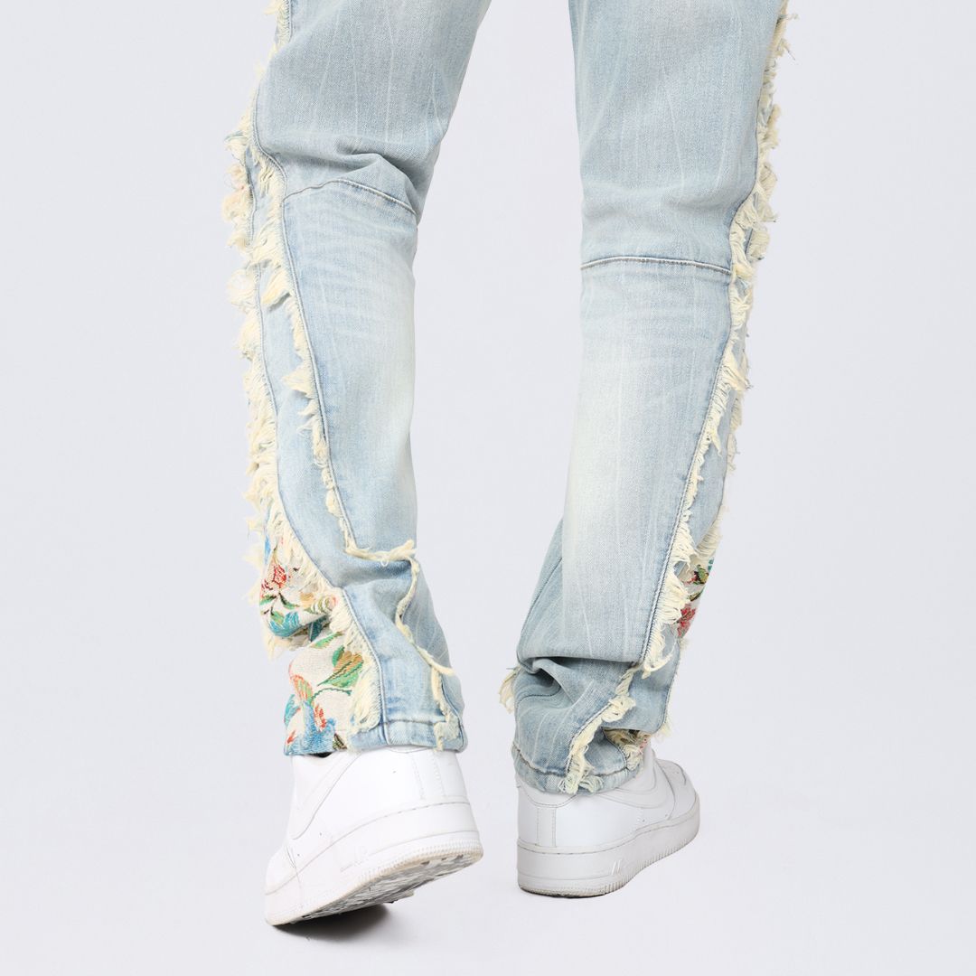 Straight Tapestry Embroidered Jeans