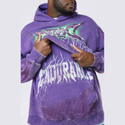 Smoke Rise Big and Tall Big and Tall - Dropped Shoulder 2-Fer Dystopian Hoodie - Prism Violet