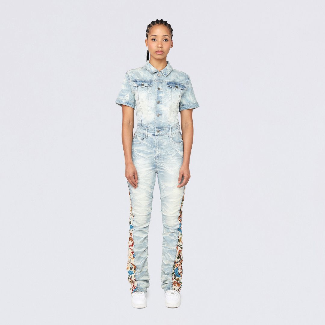 Boot Cut Tapestry Denim Jumpsuit