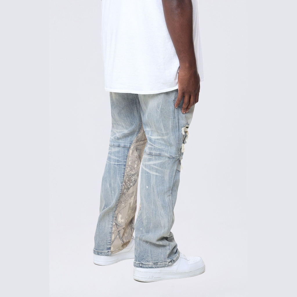 Smoke Rise Big and Tall Big and Tall - Long Tapestry Insert Jeans - Vanilla Blue