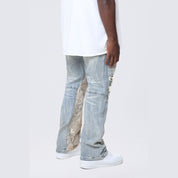 Smoke Rise Big and Tall Big and Tall - Long Tapestry Insert Jeans - Vanilla Blue