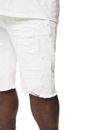 Big and Tall - Distressed Rip & Repair Jean Shorts - White