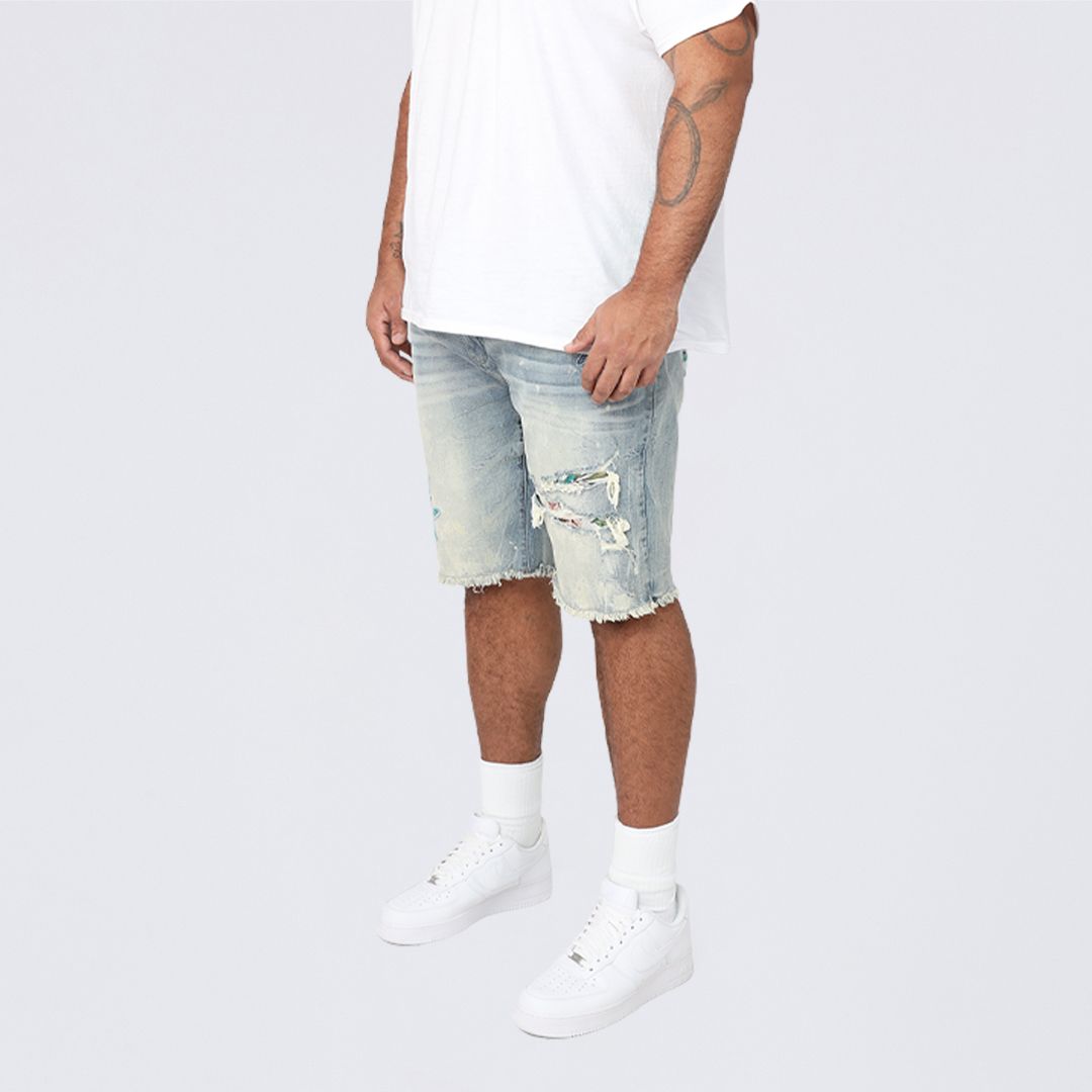 Big and Tall - Tapestry Patched Jean Shorts