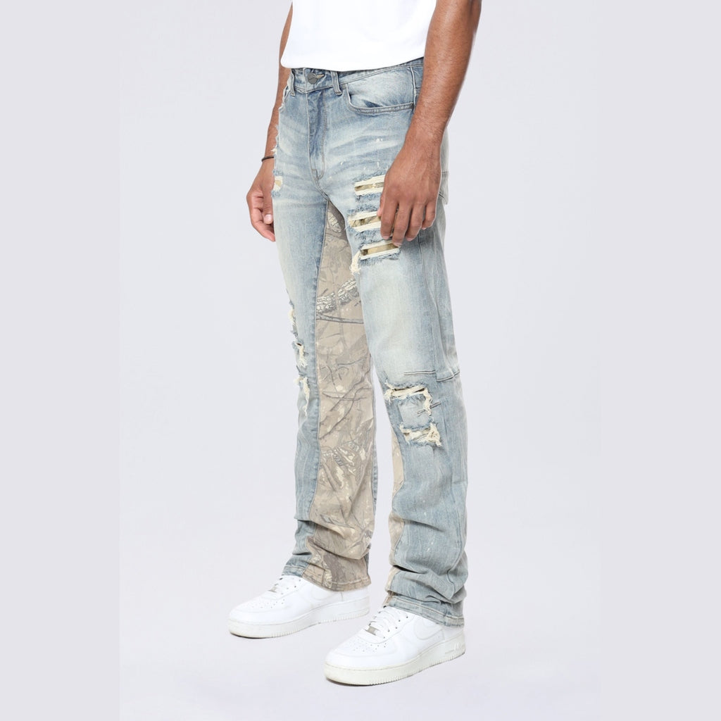 Smoke Rise Long Tapestry Insert Jeans - Vanilla Blue