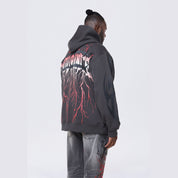 Smoke Rise Big and Tall Big and Tall - Dropped Shoulder 2-Fer Dystopian Hoodie - Graphite