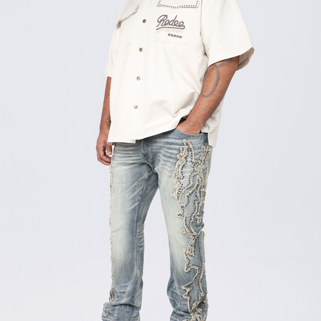 Big and Tall - Stacked Western Themed Jeans