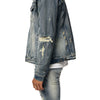 Rip And Repaired Color Denim Jacket - Blue Opal