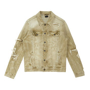 Smoke Rise Rip & Repaired Color Jean Jacket - Light Oak