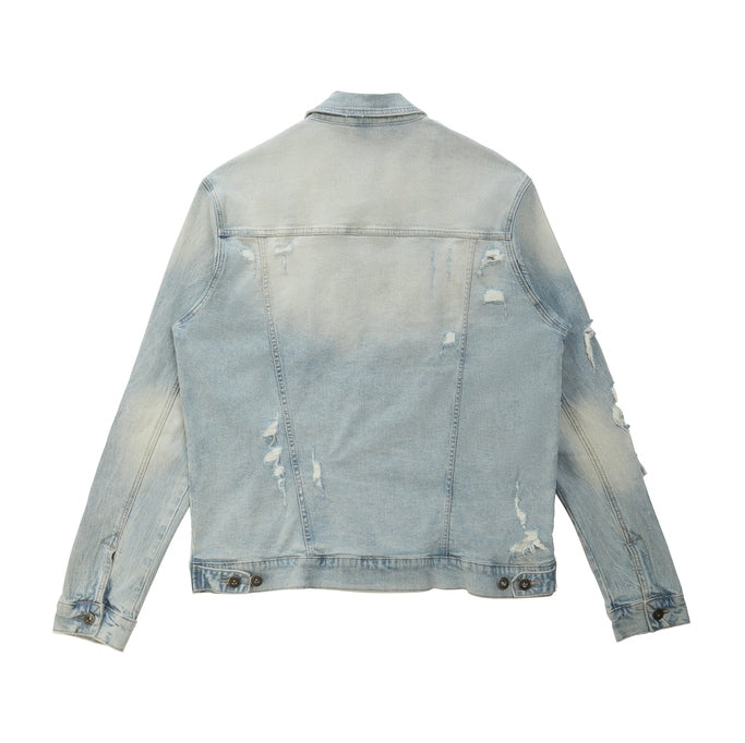 Smoke Rise Rip & Repaired Color Jean Jacket - Natick Blue