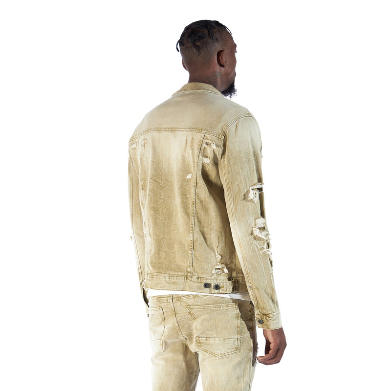 Rip & Repaired Color Denim Jacket