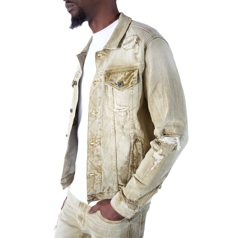 Rip & Repaired Color Denim Jacket