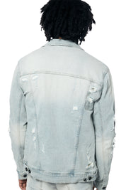Rip & Repaired Color Jean Jacket - Natick Blue