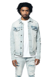 Rip & Repaired Color Jean Jacket - Natick Blue