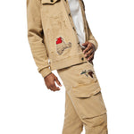Outdoor Color Denim Jacket - Khaki