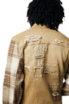 Embroidered Plaid Backed Denim Jacket - Brulee