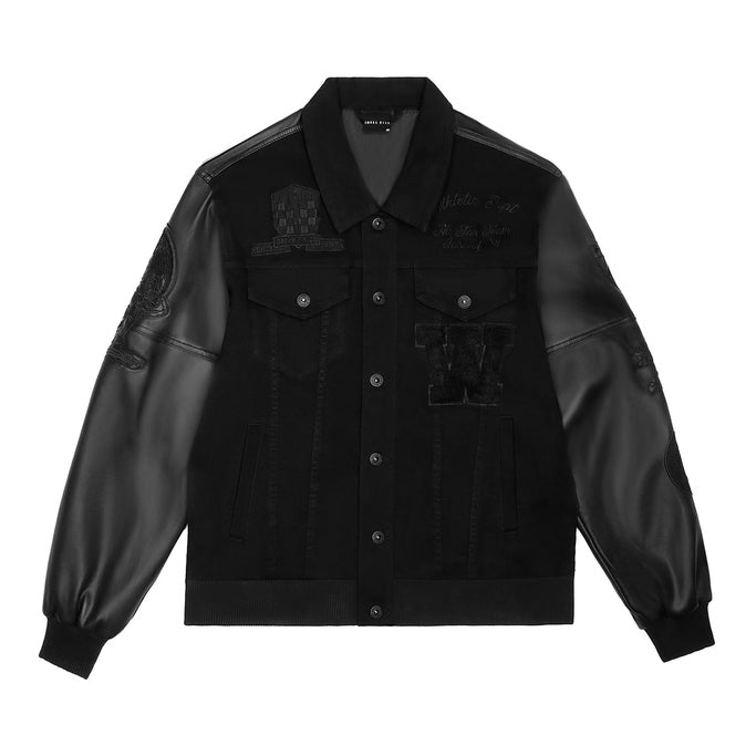 Denim Varsity Jacket - Black | SMOKERISENY.COM