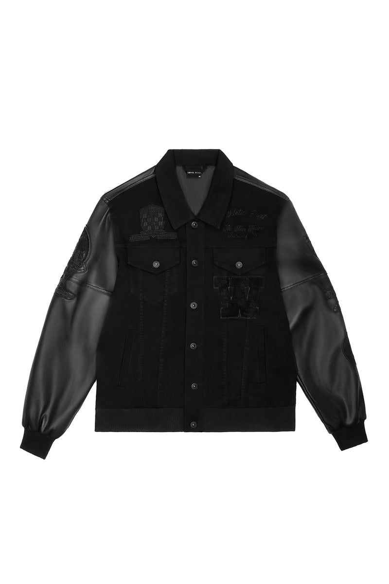 Denim Varsity Jacket - Black