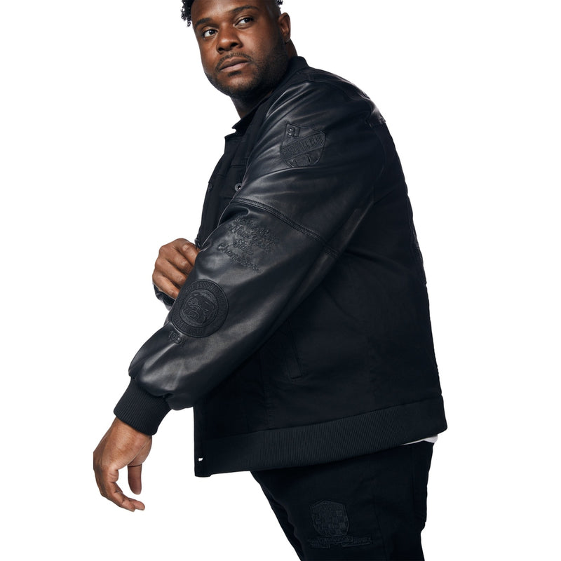Big and Tall Denim Varsity Jacket - Black