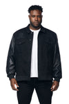 Big and Tall Denim Varsity Jacket - Black