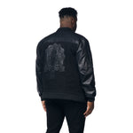 Big and Tall Denim Varsity Jacket - Black