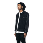 Denim Varsity Jacket - Black