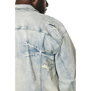 Smoke Rise Big and Tall Big and Tall - Wave Effect Jean Jacket - Leo Blue