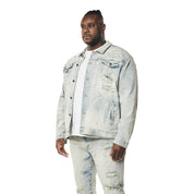 Smoke Rise Big and Tall Big and Tall - Wave Effect Jean Jacket - Leo Blue