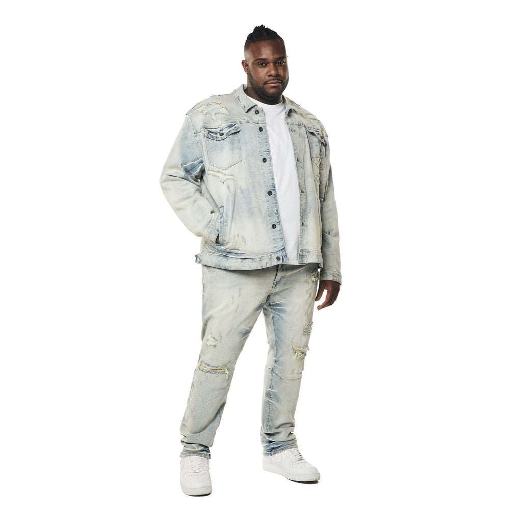 Smoke Rise Big and Tall Big and Tall - Wave Effect Denim Jeans - Leo Blue
