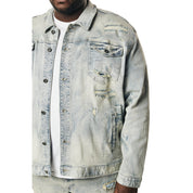 Smoke Rise Big and Tall Big and Tall - Wave Effect Jean Jacket - Leo Blue