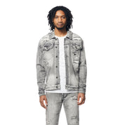 Smoke Rise Wave Effect Jean Jacket - Union Grey