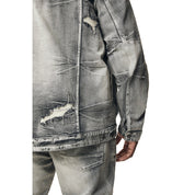 Smoke Rise Big and Tall Big and Tall - Wave Effect Jean Jacket - Union Grey