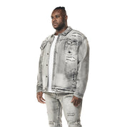 Smoke Rise Big and Tall Big and Tall - Wave Effect Jean Jacket - Union Grey