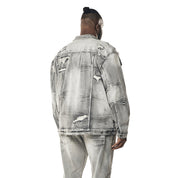 Smoke Rise Big and Tall Big and Tall - Wave Effect Jean Jacket - Union Grey