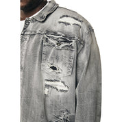 Smoke Rise Big and Tall Big and Tall - Wave Effect Jean Jacket - Union Grey